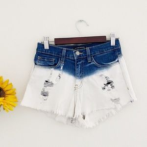 Flying Monkey Two Toned Distressed Denim Shorts